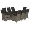 vidaXL 9-tlg. Garten-Essgruppe mit Kissen Grau Poly Rattan