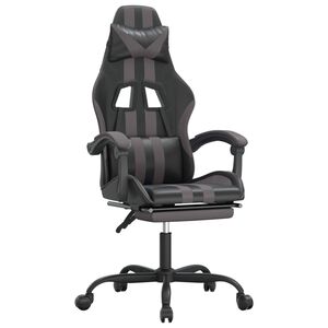 vidaXL Gaming-Stuhl mit Fu&szlig;st&uuml;tze Schwarz und Grau Kunstleder
