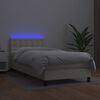 vidaXL Boxspringbett mit Matratze & LED Creme 80x200 cm Kunstleder
