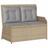 vidaXL 3-tlg. Garten-Sofagarnitur mit Kissen Beige Poly Rattan