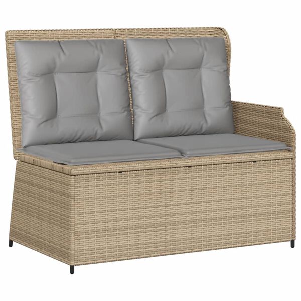 vidaXL 3-tlg. Garten-Sofagarnitur mit Kissen Beige Poly Rattan