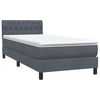 vidaXL Boxspringbett mit Matratze & LED Dunkelgrau 100x210 cm Samt