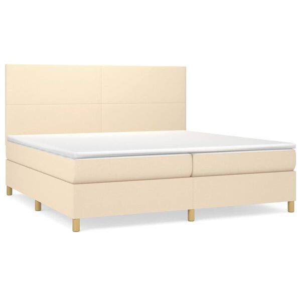 vidaXL Boxspringbett mit Matratze Creme 200x200 cm Stoff