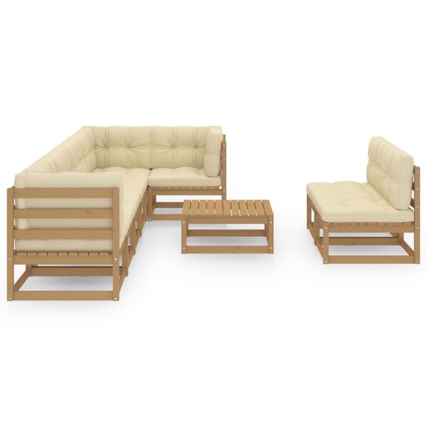 vidaXL 9-tlg. Garten-Lounge-Set mit Kissen Massivholz Kiefer