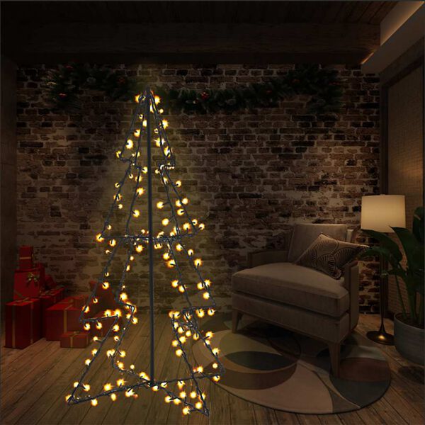 vidaXL Weihnachtsbaum in Kegelform 160 LEDs Indoor & Outdoor 78x120 cm