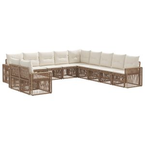 vidaXL Gartensofa-set 11 pcs Beige und Cremewei&szlig; Poly-Rattan