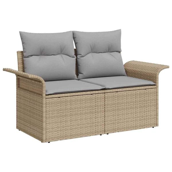 vidaXL Gartensofa-set 9 pcs Beige und Hellgrau Poly-Rattan