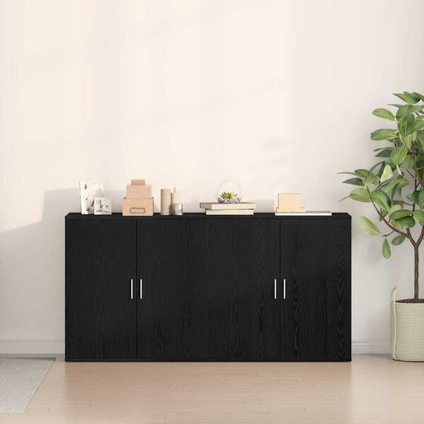 vidaXL Sideboards 2 pcs Schwarz Eichen-Optik 79 x 38 x 80 cm
