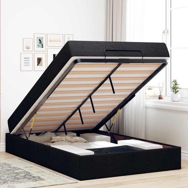 vidaXL Bettgestell mit Matratze mit Matratze 2 pcs Schwarz Stoff