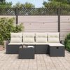 vidaXL Garten-Sofa-Set mit Kissen 6 pcs Schwarz Poly Rattan
