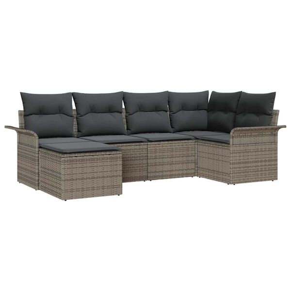 vidaXL Gartensofa-set mit Speicher 6 pcs Grau Poly-Rattan
