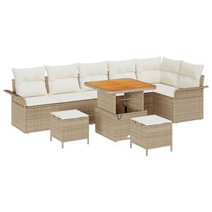 vidaXL Garten-Sofa-Set 9 pcs Beige Poly-Rattan