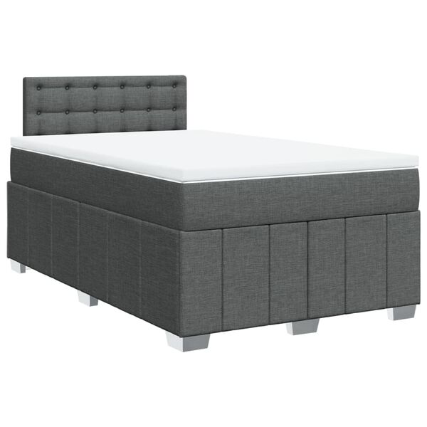vidaXL Boxspringbett mit Matratze Dunkelgrau 120x200 cm Stoff