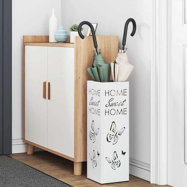 vidaXL Sonnenschirmhalter mit Speicher Wei&szlig; 15,5 x 15,5 x 49 cm Metall