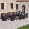 vidaXL 10-tlg. Garten-Lounge-Set Schwarz Massivholz Kiefer