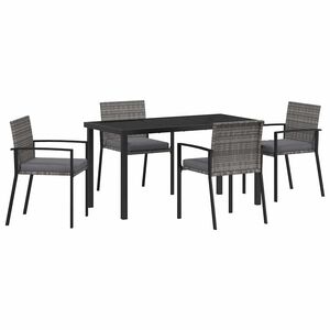 vidaXL Garten Essgruppe 5 stk. Grau Pulverbeschichteter Stahl