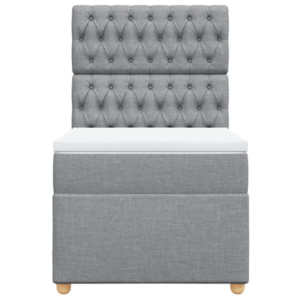 vidaXL Boxspringbett mit Matratze Hellgrau 100x200 cm Stoff