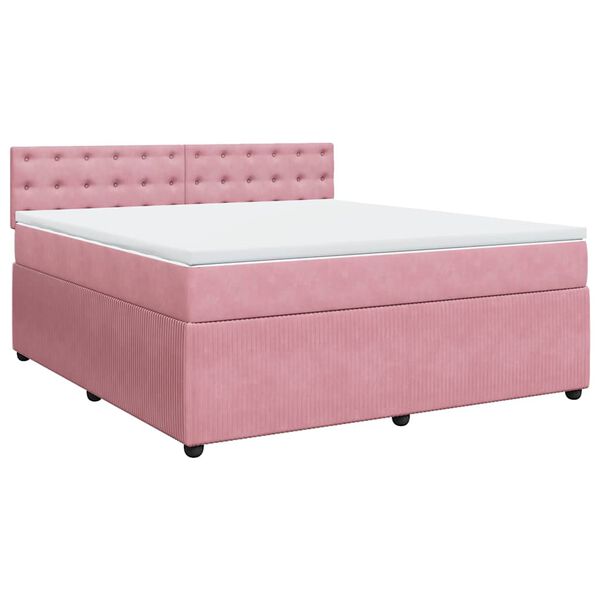 vidaXL Boxspringbett mit Matratze Rosa 180x200 cm Samt
