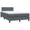 vidaXL Boxspringbett mit Matratze Dunkelgrau 120x210 cm Samt