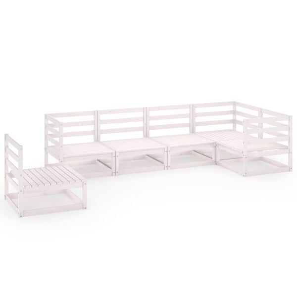 vidaXL 6-tlg. Garten-Lounge-Set Wei&szlig; Massivholz Kiefer