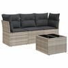 vidaXL 4-tlg. Garten-Sofagarnitur mit Kissen Hellgrau Poly Rattan