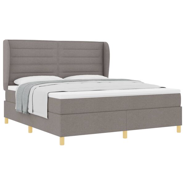 vidaXL Boxspringbett mit Matratze Dunkelgrau 90x190 cm Taupe Stoff