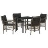 vidaXL Garten Essgruppe 5 Stk. Grau Poly-Rattan