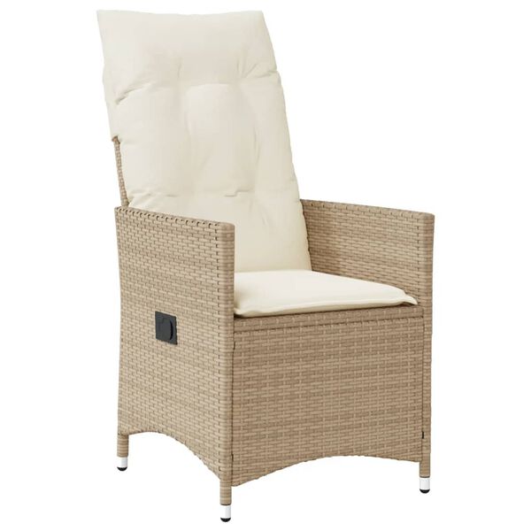 vidaXL Gartensessel mit Kissen 2 Stk. Verstellbar Beige Poly Rattan