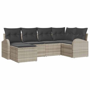 vidaXL Sofa Set mit Kissen mit Speicher 6 pcs Hellgrau Poly-Rattan