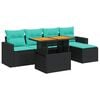 vidaXL 6-tlg. Garten-Sofagarnitur mit Kissen Schwarz Poly Rattan