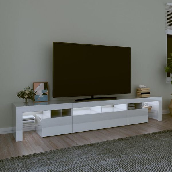 vidaXL TV-Schrank mit LED-Leuchten Hochglanz-Wei&szlig; 230x36,5x40 cm