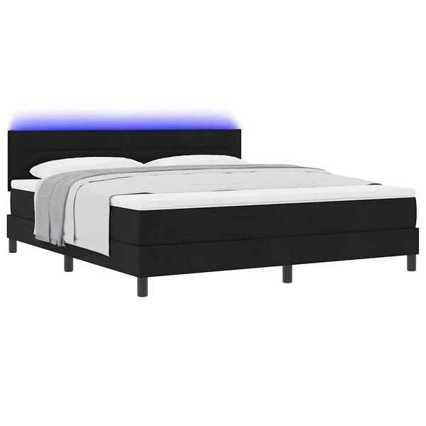 vidaXL Boxspringbett mit Matratze mit LED Schwarz 180 x 200 cm Stoff