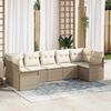 vidaXL Garten-Sofa-Set mit Kissen mit Speicher 7 pcs Beige Poly Rattan