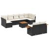 vidaXL 10-tlg. Garten-Sofagarnitur mit Kissen Schwarz Poly Rattan
