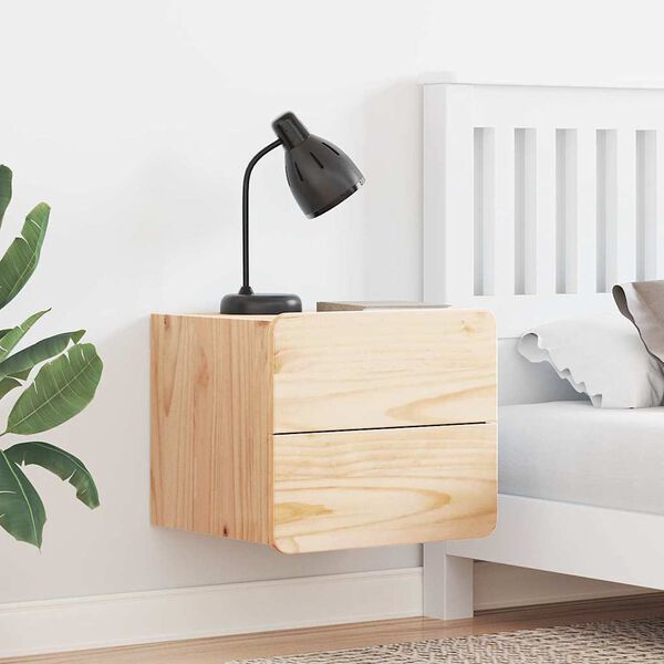 vidaXL Nachttisch 2 pcs Natur 39 x 34 x 33 cm Massivholz Kiefer