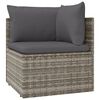 vidaXL Garten-Ecksofa mit Kissen Grau 57x57x56 cm Poly Rattan
