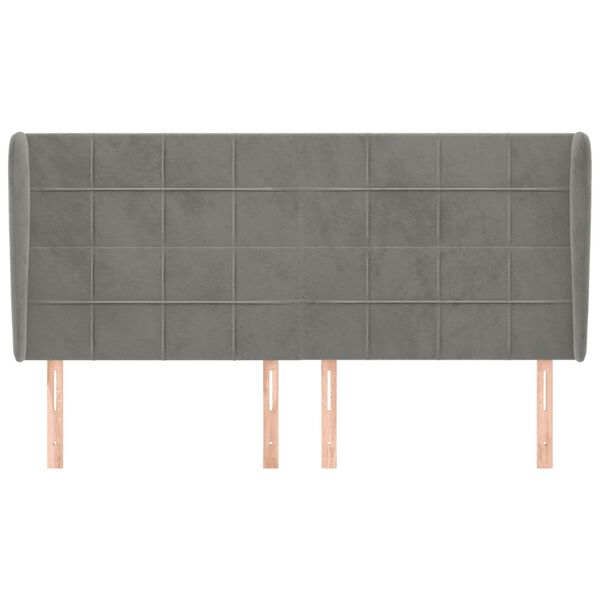 vidaXL Kopfteil mit Ohren Hellgrau 183x23x118/128 cm Samt