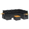 vidaXL 8-tlg. Garten-Sofagarnitur mit Kissen Schwarz Poly Rattan