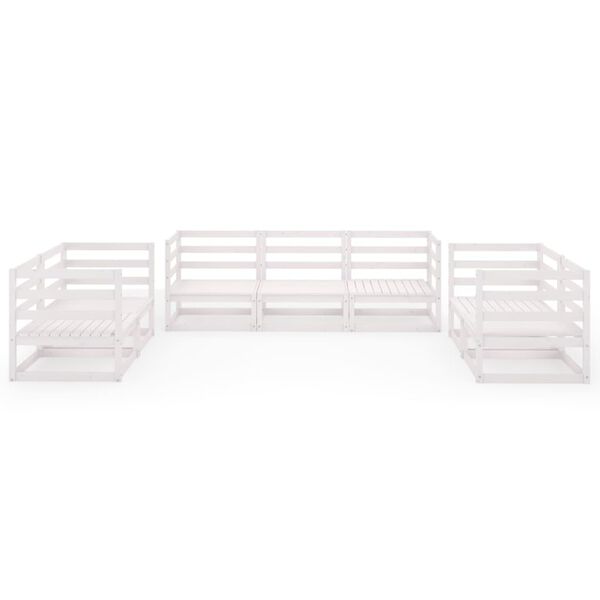 vidaXL 7-tlg. Garten-Lounge-Set Wei&szlig; Massivholz Kiefer