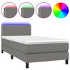 vidaXL Boxspringbett mit Matratze & LED Dunkelgrau 100x200 cm Stoff