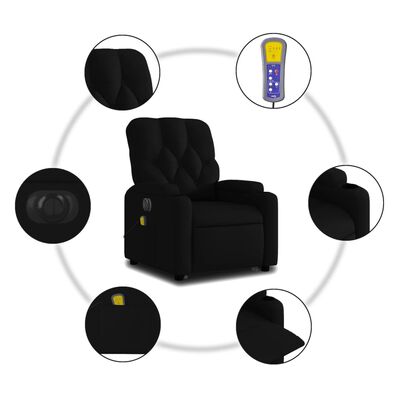 vidaXL Elektrischer Massagesessel mit Aufstehhilfe Schwarz Stoff