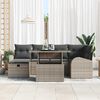 vidaXL Garten-Sofa-Set mit Kissen mit Speicher 7 pcs Grau Poly Rattan