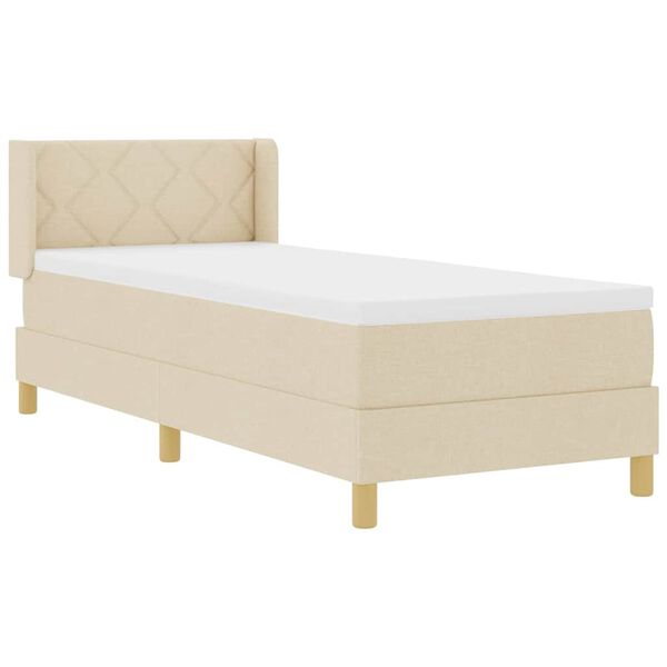 vidaXL Boxspringbett mit Matratze Creme 200 x 80 cm Polyester