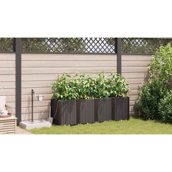 vidaXL Garten-Pflanzgef&auml;&szlig; 4 pcs Braun Kunststoff