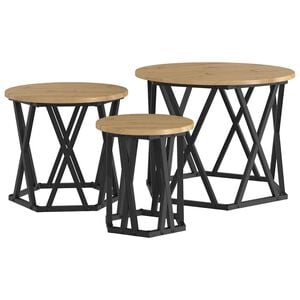 vidaXL Nesting Beistelltisch 3 stk. Artisan-Eiche 53 x 53 x 40 cm