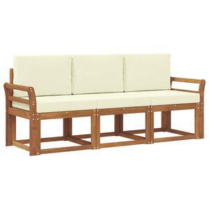 vidaXL Outdoor-Sofagarnitur 3 stk. 3-Sitzer Natur und Creme
