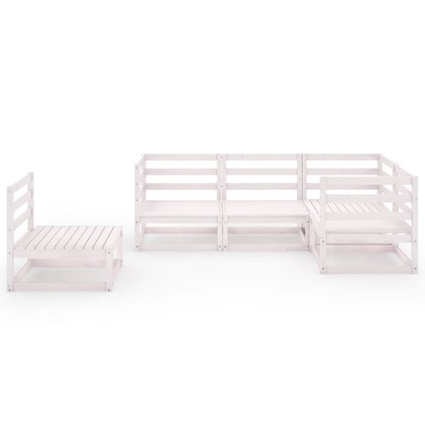 vidaXL 5-tlg. Garten-Lounge-Set Wei&szlig; Massivholz Kiefer