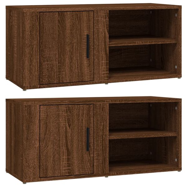 vidaXL TV-Schr&auml;nke 2 Stk. Braun Eiche 80x31,5x36 cm Holzwerkstoff