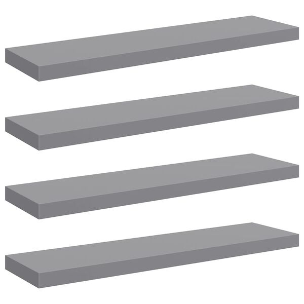 vidaXL Schwebende Wandregale 4 Stk. Grau 90x23,5x3,8cm MDF