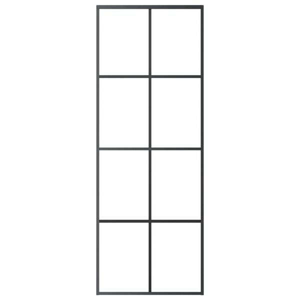 vidaXL Schiebetür Schwarz 76x205 cm ESG Glas und Aluminium